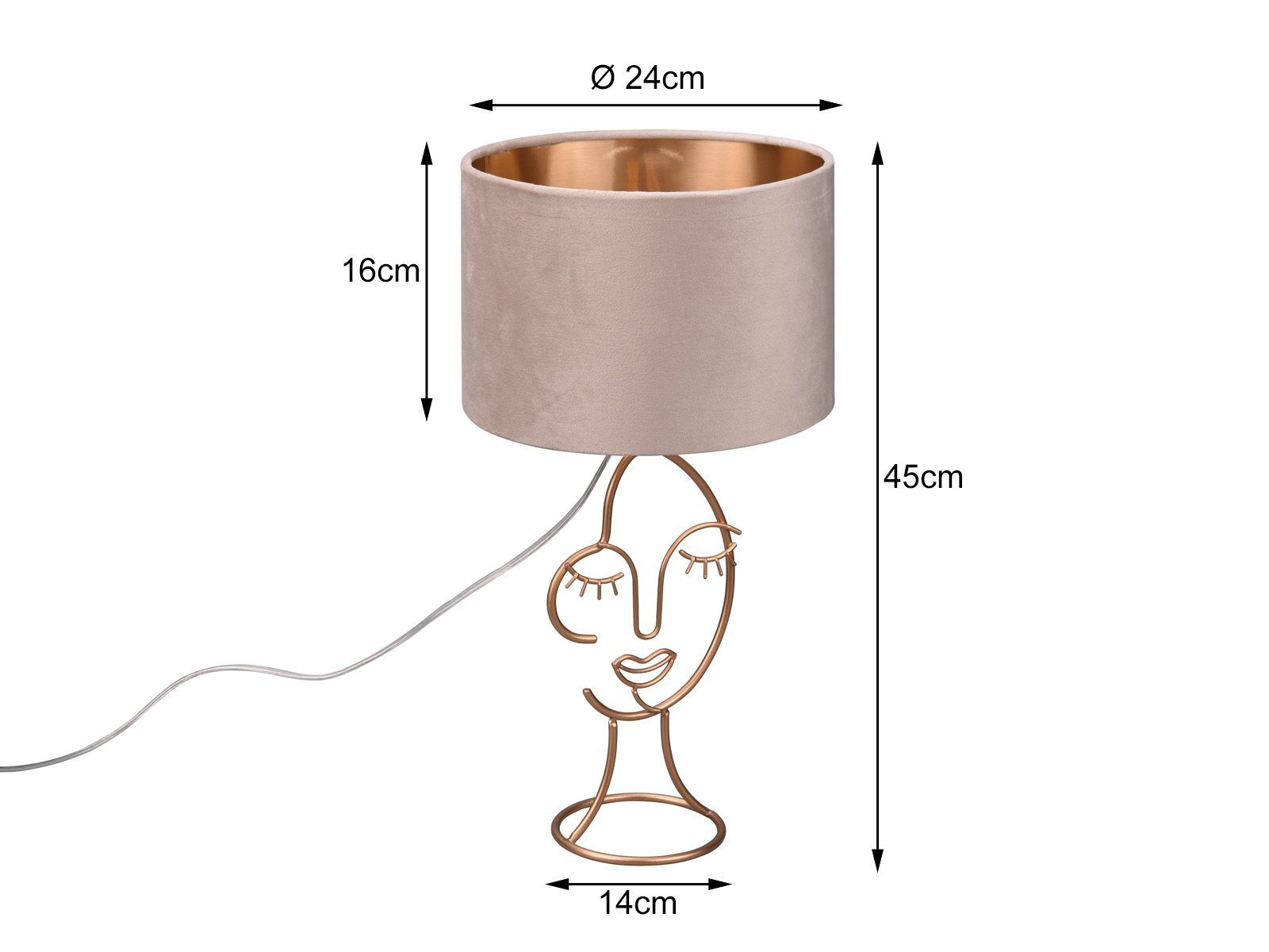 meineWunschleuchte LED Nachttischlampe, LED wechselbar, warmweiß, groß-e ausgefallen-e Design-er Fensterlampe für Fensterbank, H 45,5cm