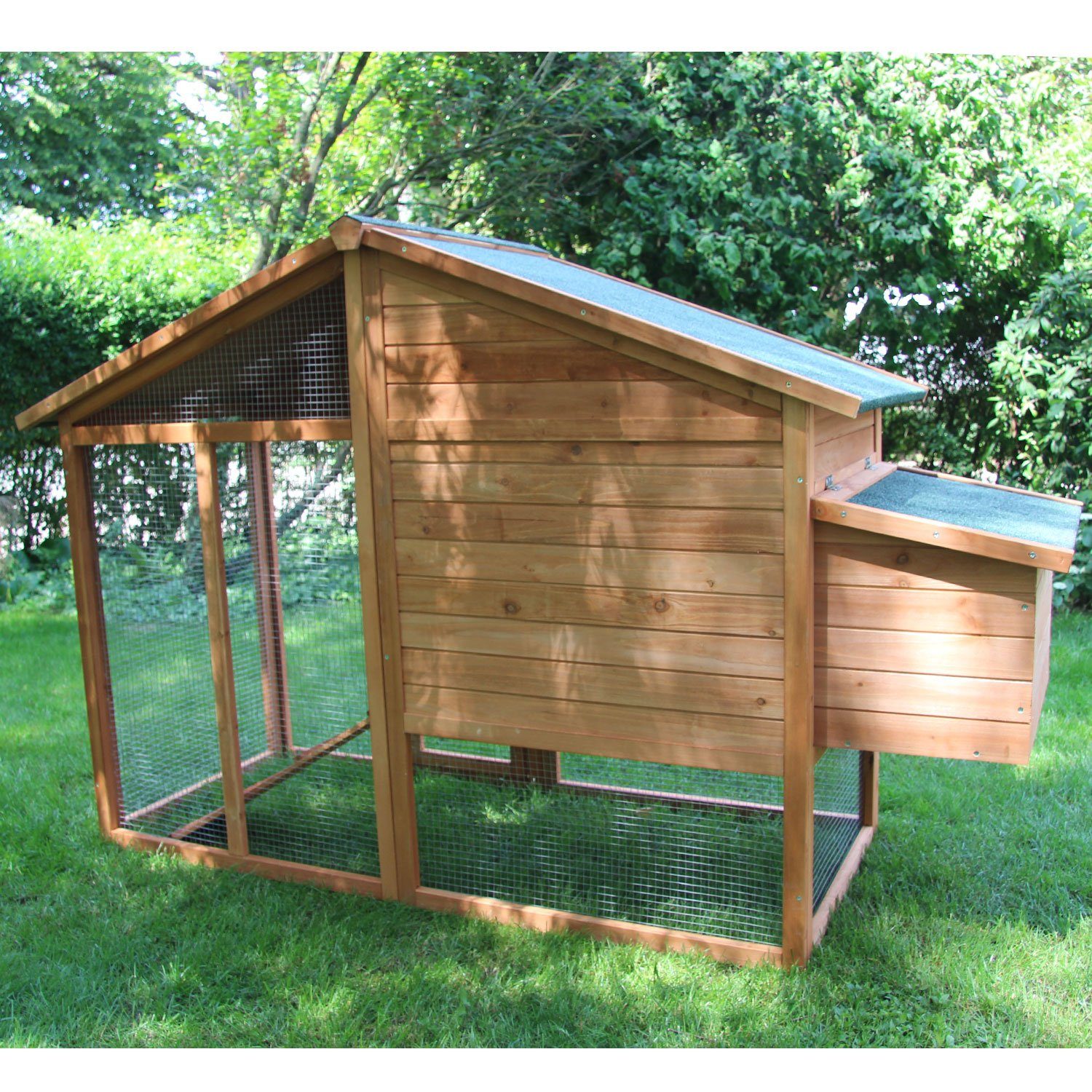 NYVI Hühnerstall Hühnerstall XXL 188 x 70 x 117 Hühnerhaus mit Auslauf und Nistkasten, Imprägniertes Holz, winterfest, mit Auslauf, mit Dachpappe