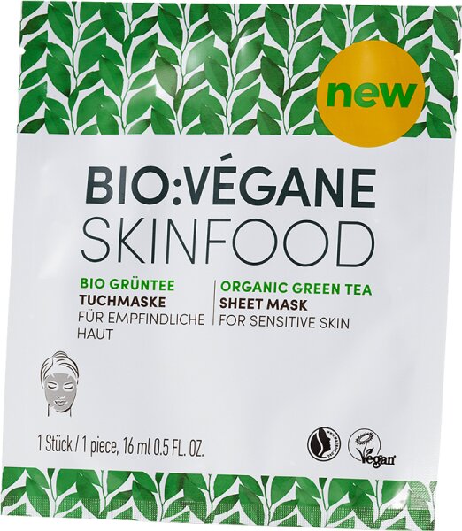 Bio:Végane Skinfood Bio Grüntee Empfindliche Haut Tuchmaske