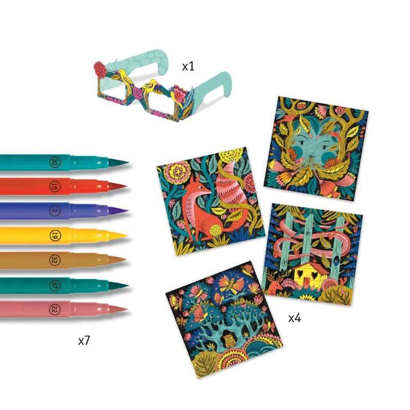 Coffret de coloriage à effet 3D Forêt Fantastique