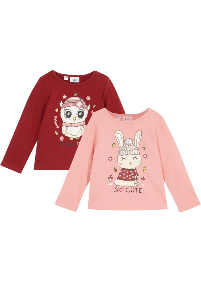 Mädchen Langarmshirt (2er-Pack) aus Bio-Baumwolle