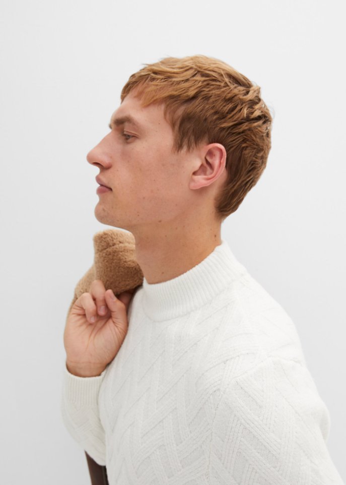 Stehkragenpullover mit Struktur