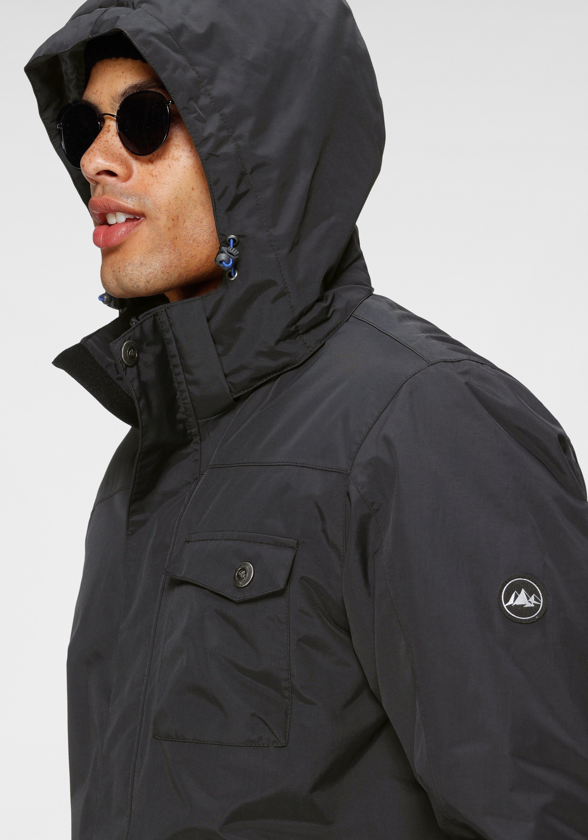 Polarino Funktionsjacke mit Windschutzblende und abnehmbarer Kapuze