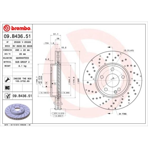09.B436.51 BREMSSCHEIBE BREMBO VA  VP2 - ATU