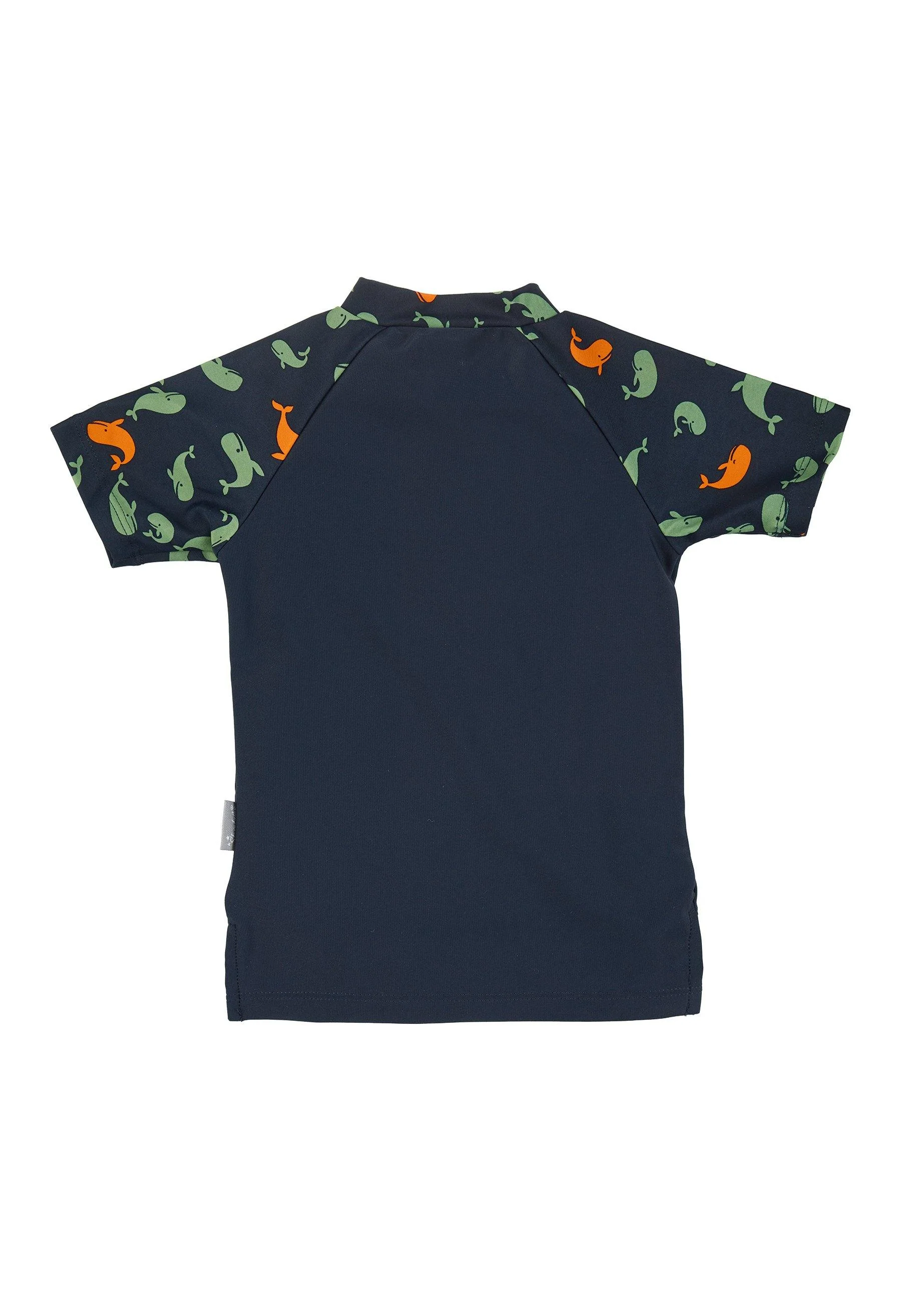 Kurzarm-Schwimmshirt in Marine mit Motiv Wale