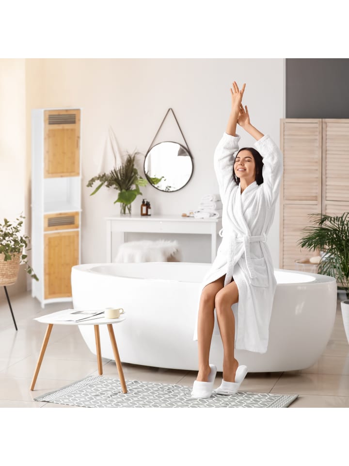 relaxdays Badschrank in Weiß/Braun - (B)39 x (H)180 x (T)30 cm günstig kaufen onesize