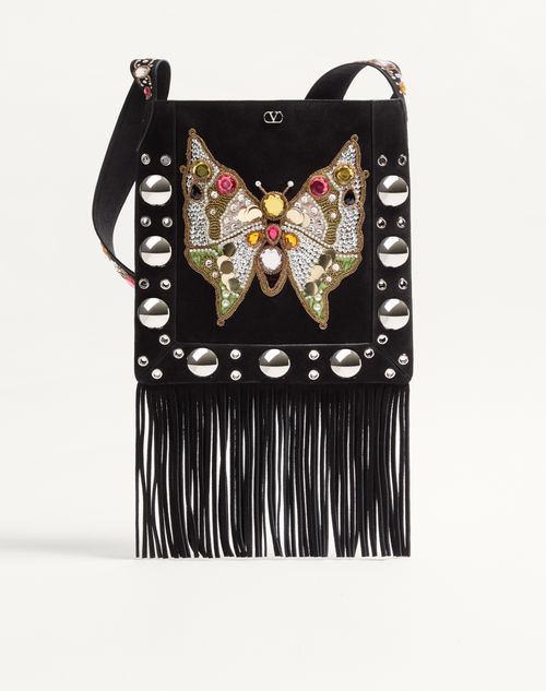 Sac bandoulière brodé Valentino Garavani Nellcôte à franges