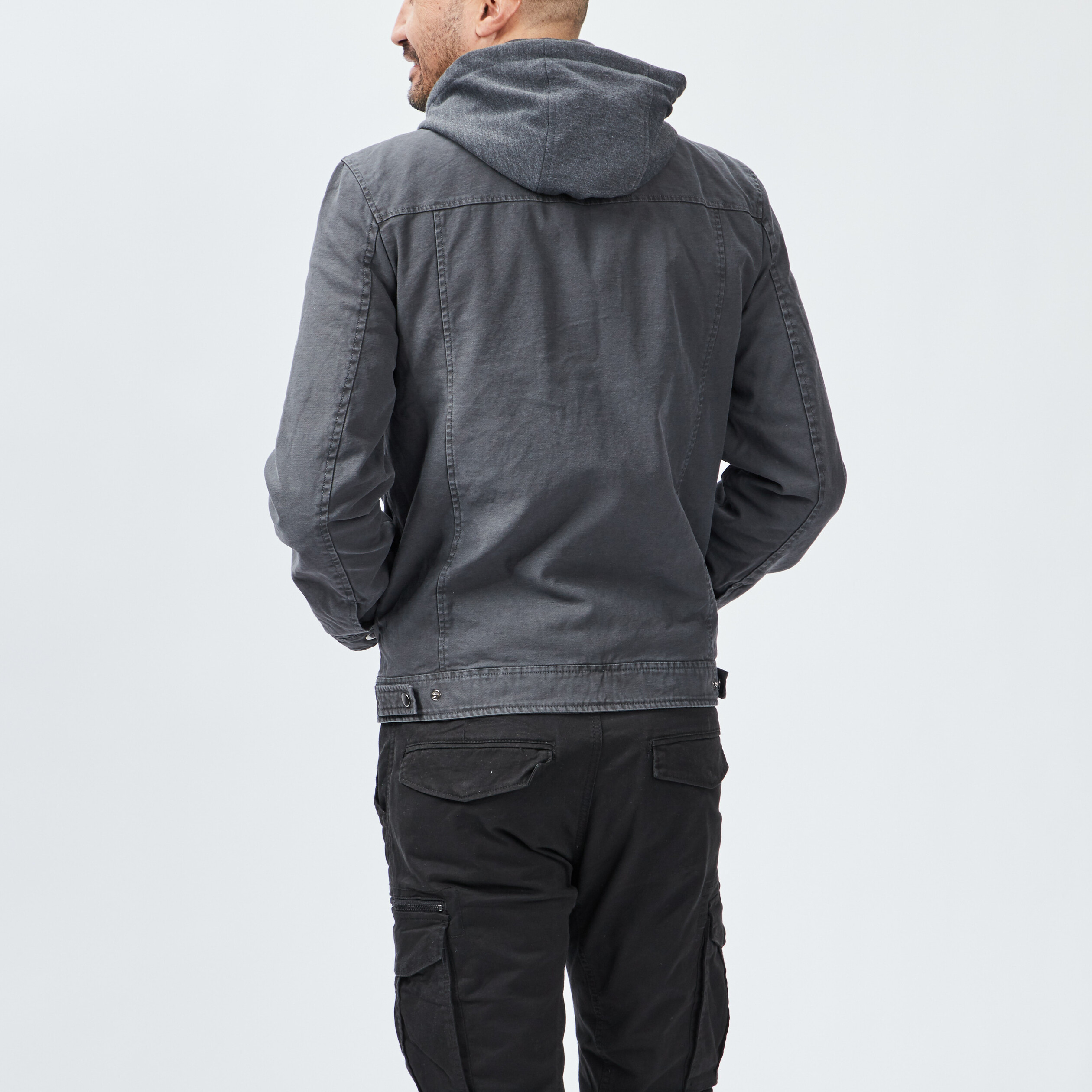 Blouson droit avec capuche Trappeur gris foncé homme | La Halle