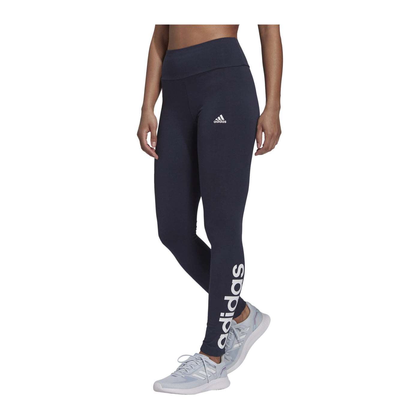 adidas Ess High Waist Leggings Damen Blau Weiss