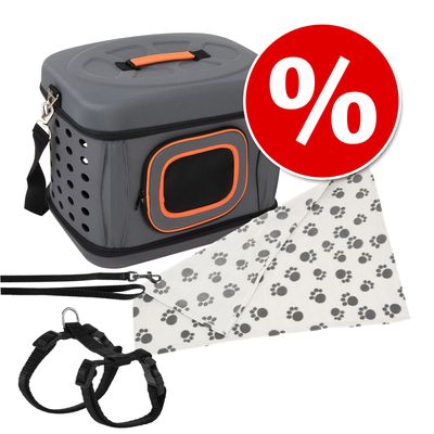 Transportset: Tragetaschen + Kuscheldecke + Geschirr