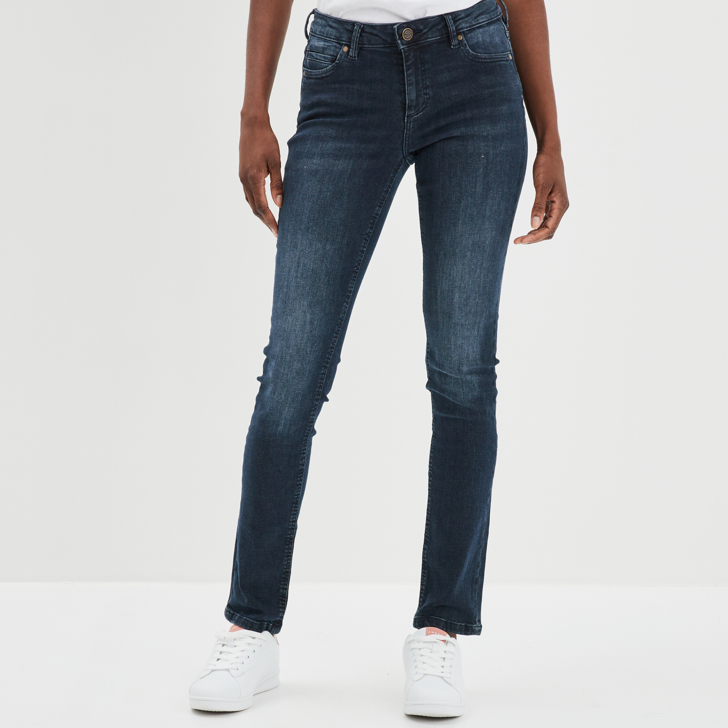 Jeans regular taille basse denim blue black femme | La Halle