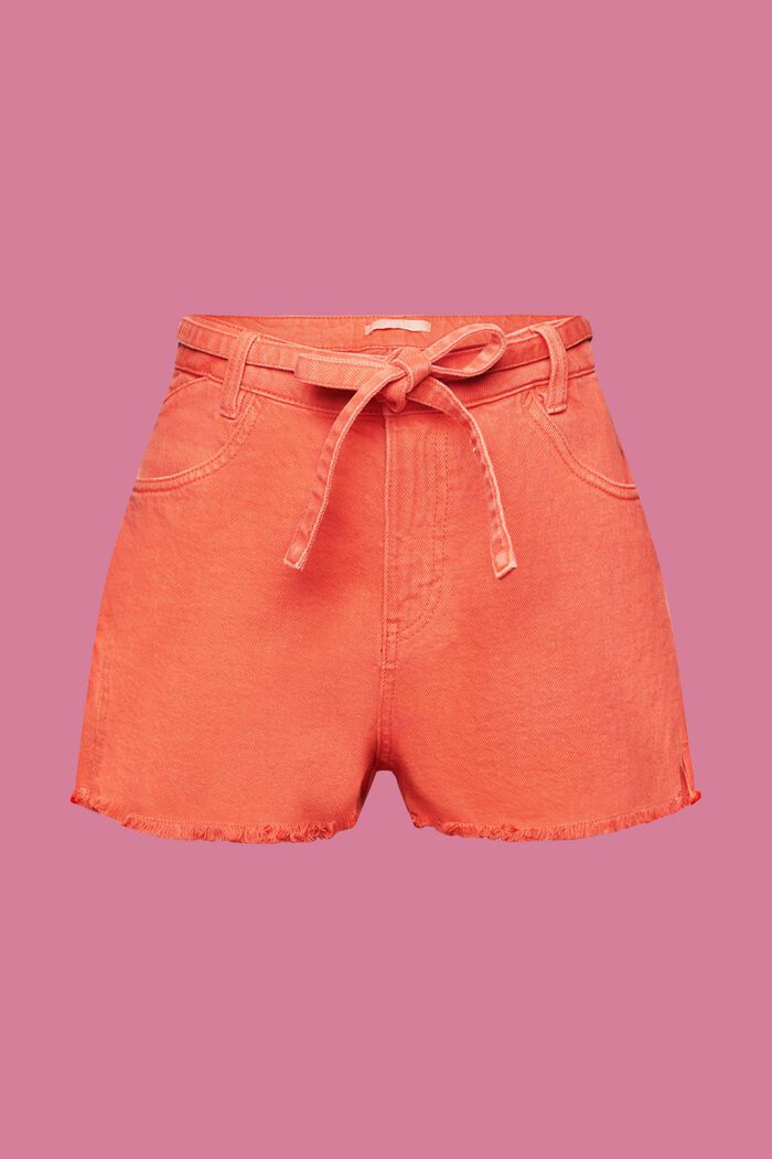 Denimshorts mit hohem Bund zum Binden