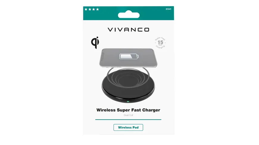 Vivanco Wireless Super Fast Charger, induktives QI Schnellladepad, 15W