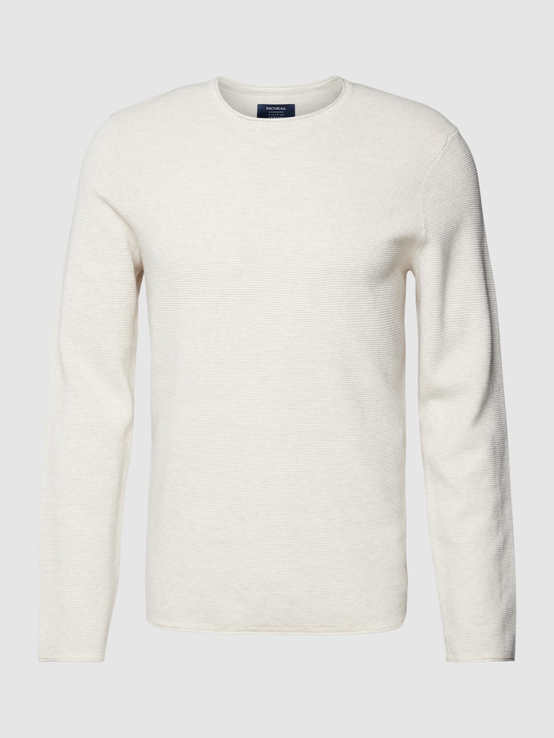 Strickpullover mit Rundhalsausschnitt in offwhite meliert
