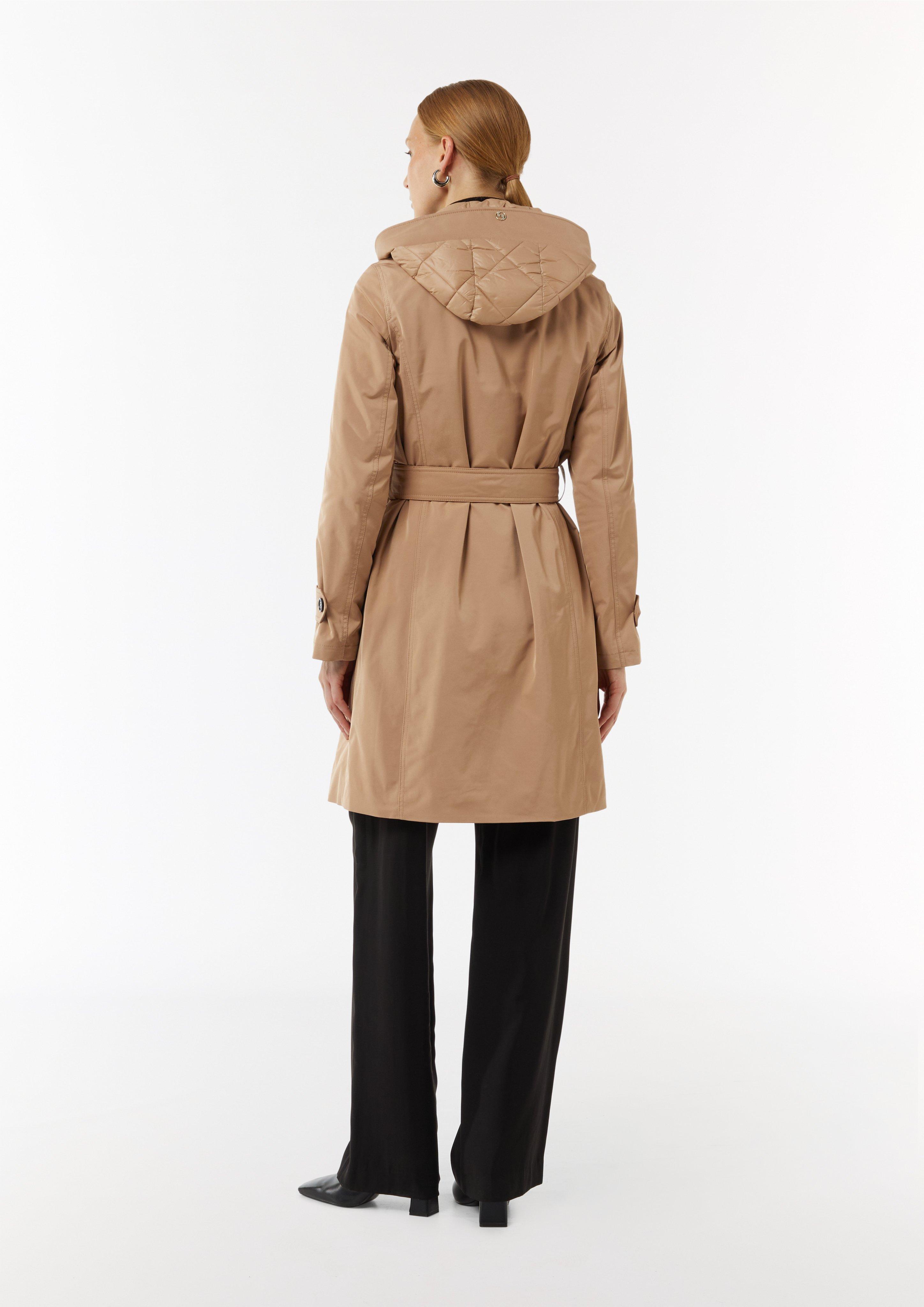 Doppelreihiger Trenchcoat mit gestepptem Innenfutter - sandstein