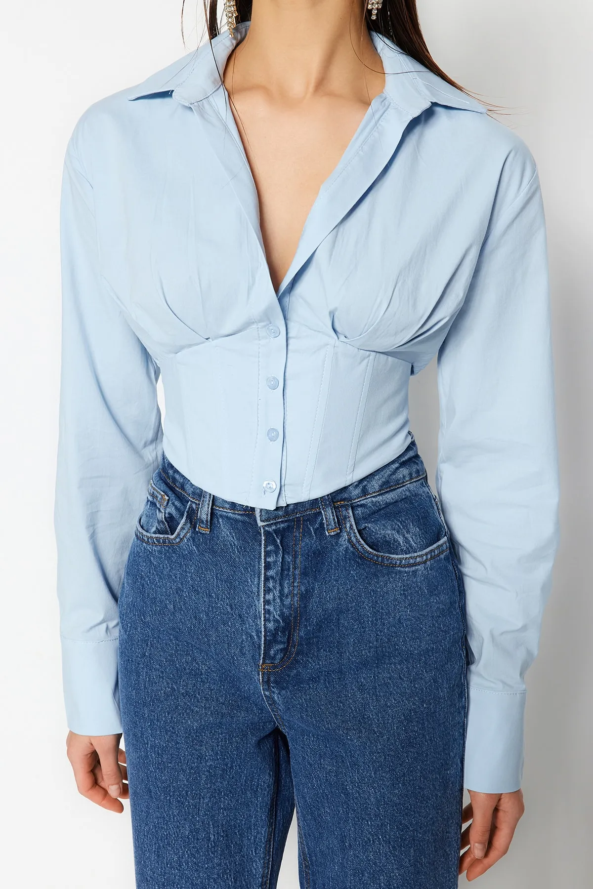 Trendyol Collection  Hemd - Blau - Figurbetont