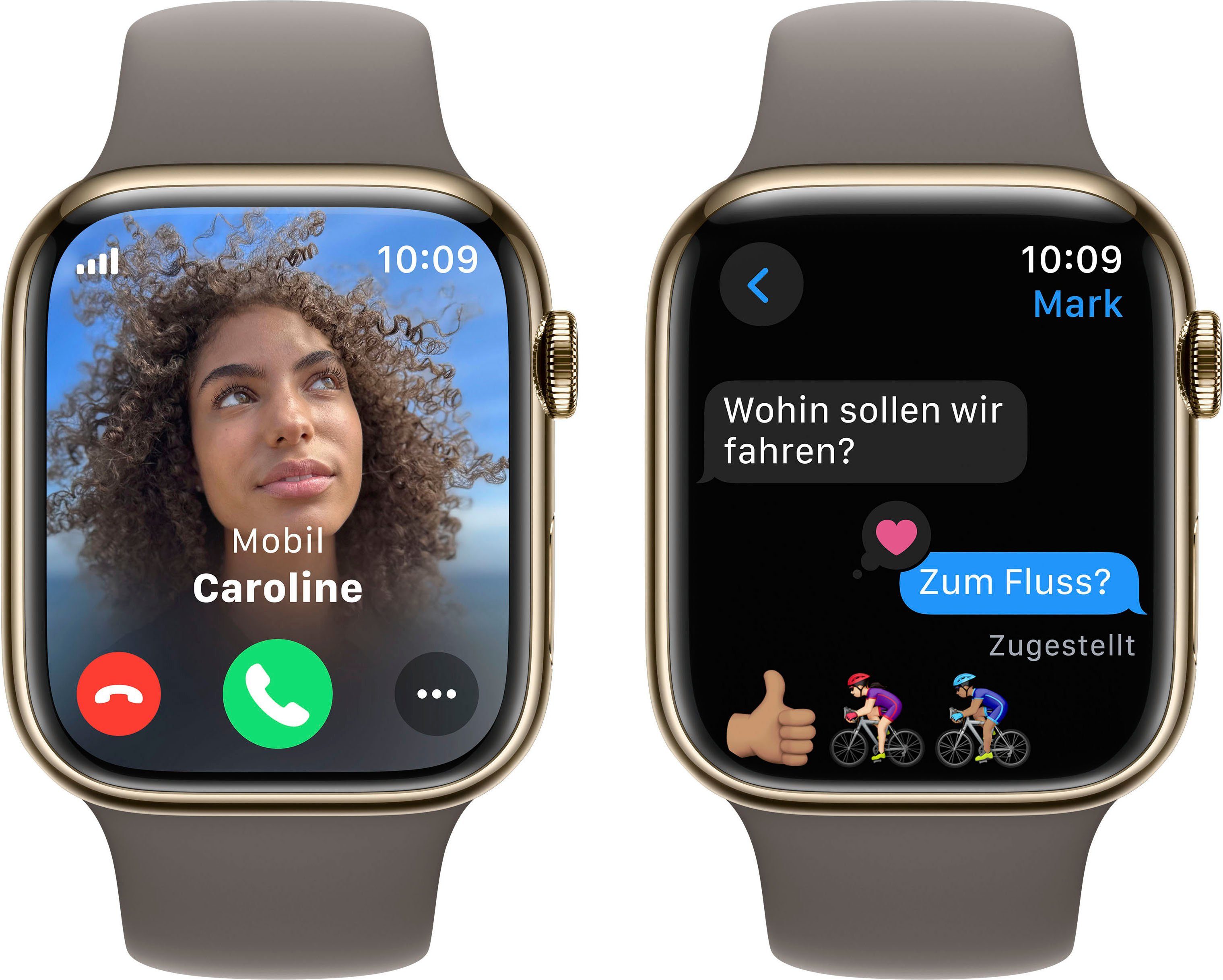 Apple Watch Series 9 GPS + Cellular Stainless Steel 45mm S/M Smartwatch (4,5 cm/1,77 Zoll, Watch OS 10), Sport Band