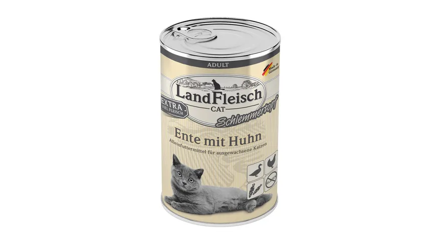 LandFleisch Katzennassfutter Adult Schlemmertopf Ente mit Huhn 400g 400 g
