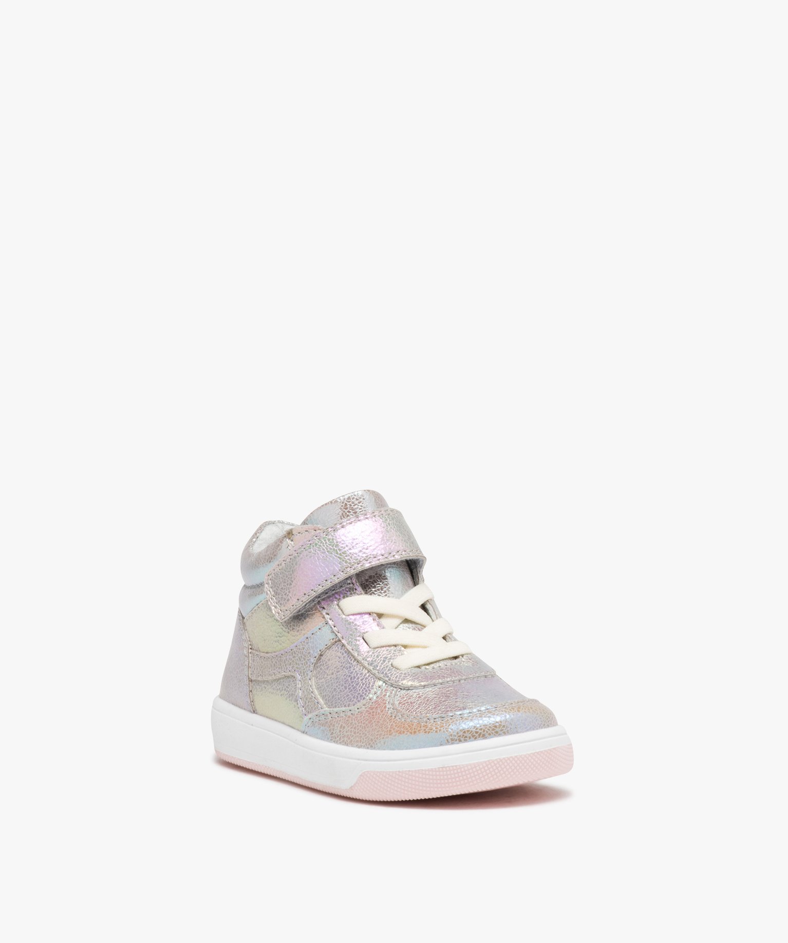 Baskets bébé fille mid-cut irisées avec scratch multicolore | GEMO