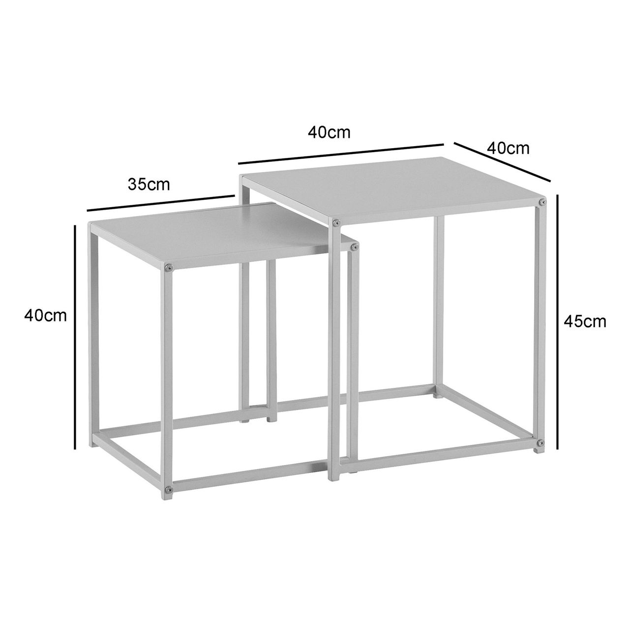 Wohnling 2er Set Beistelltische Metall Weiß