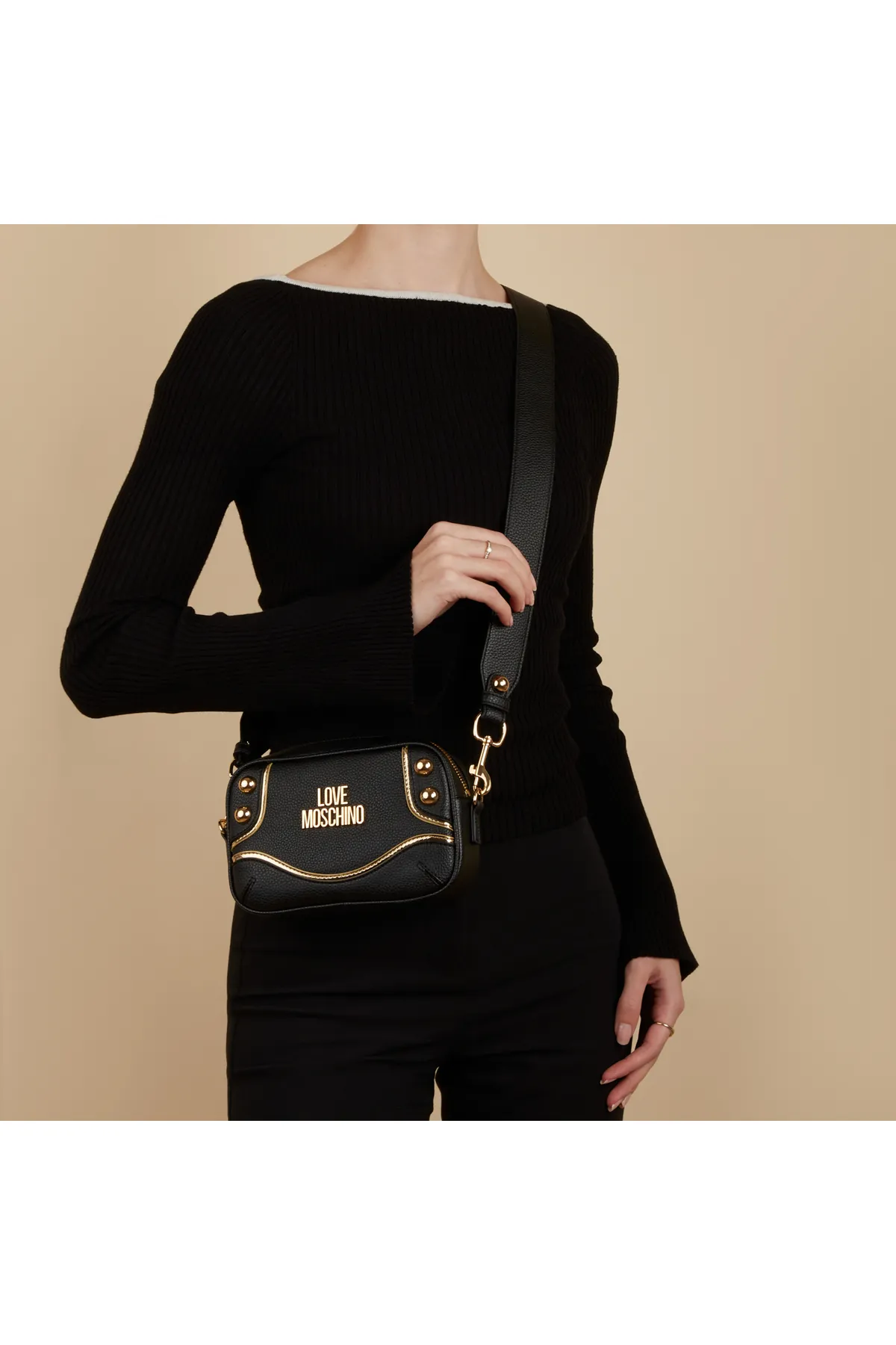 1'ASLAN  Love Moschino Pebble Damen Umhängetasche Schwarz Jc4142pp1il1100a