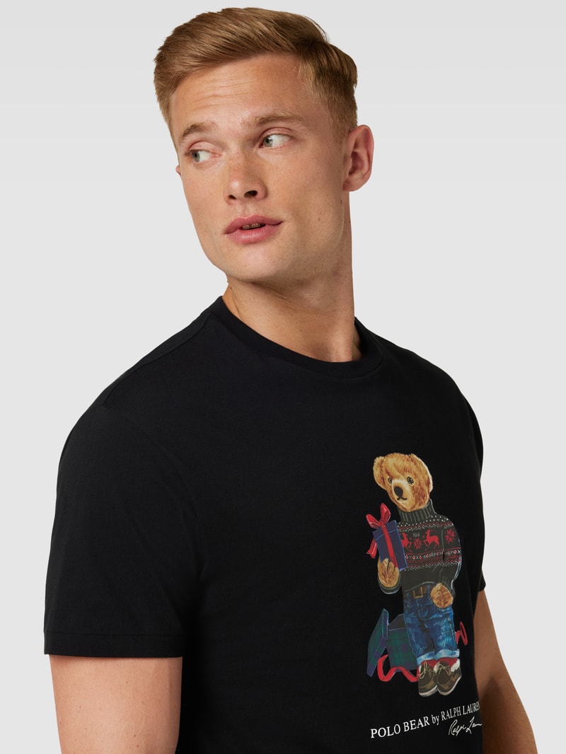 T-Shirt mit Label-Print in schwarz