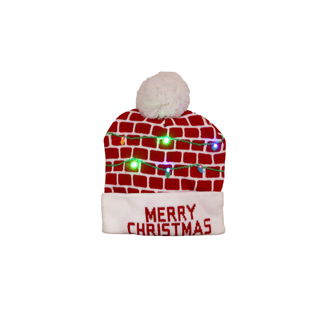 Gestrickte Weihnachtsmütze für Erwachsene und Kinder Bunte leuchtende Strickmütze Weihnachtsmütze
