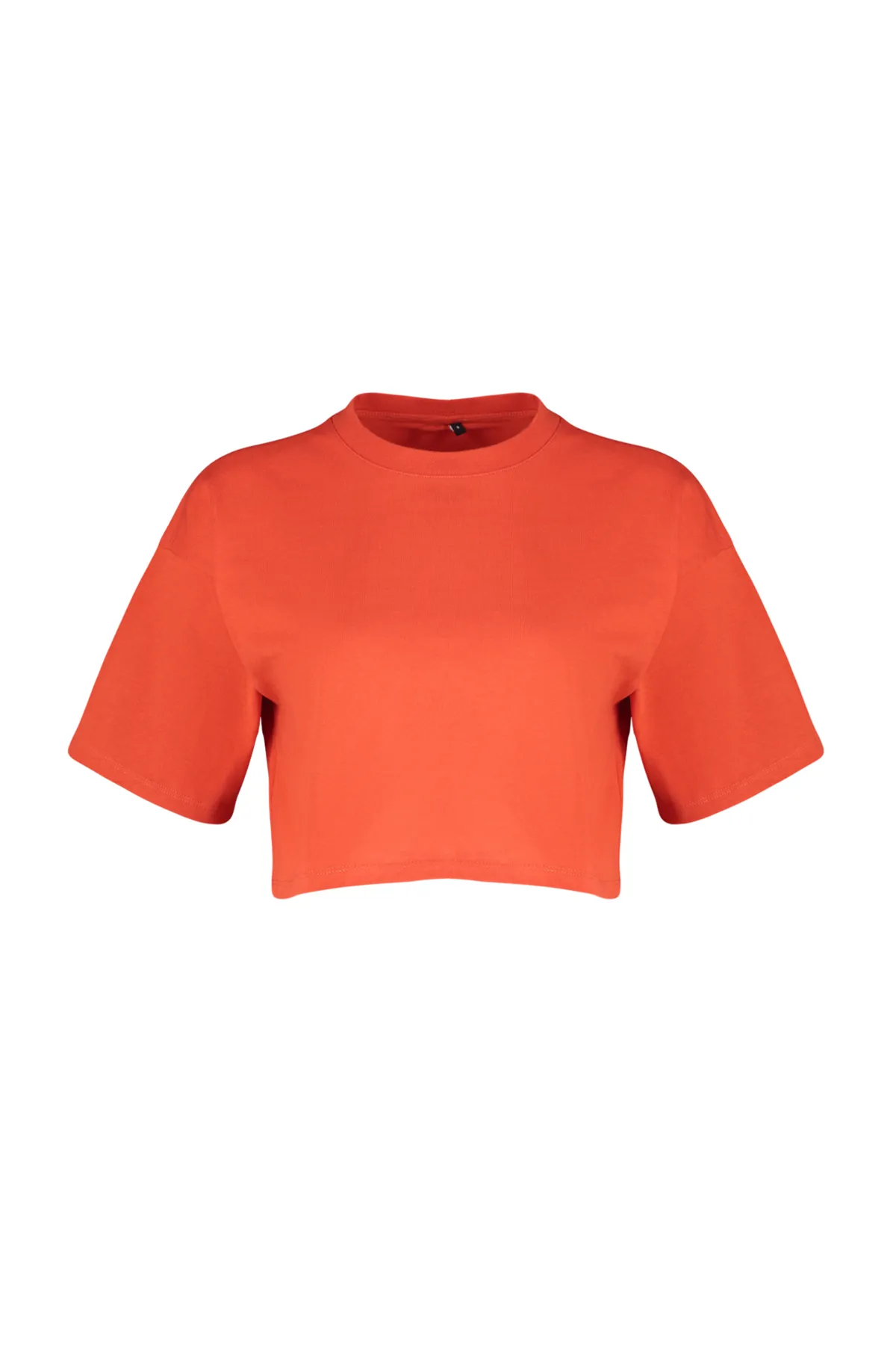 Trendyol Collection  Hochwertiges rotes Kurzstrick-T-Shirt aus 100 % Baumwolle TWOSS23TS00038