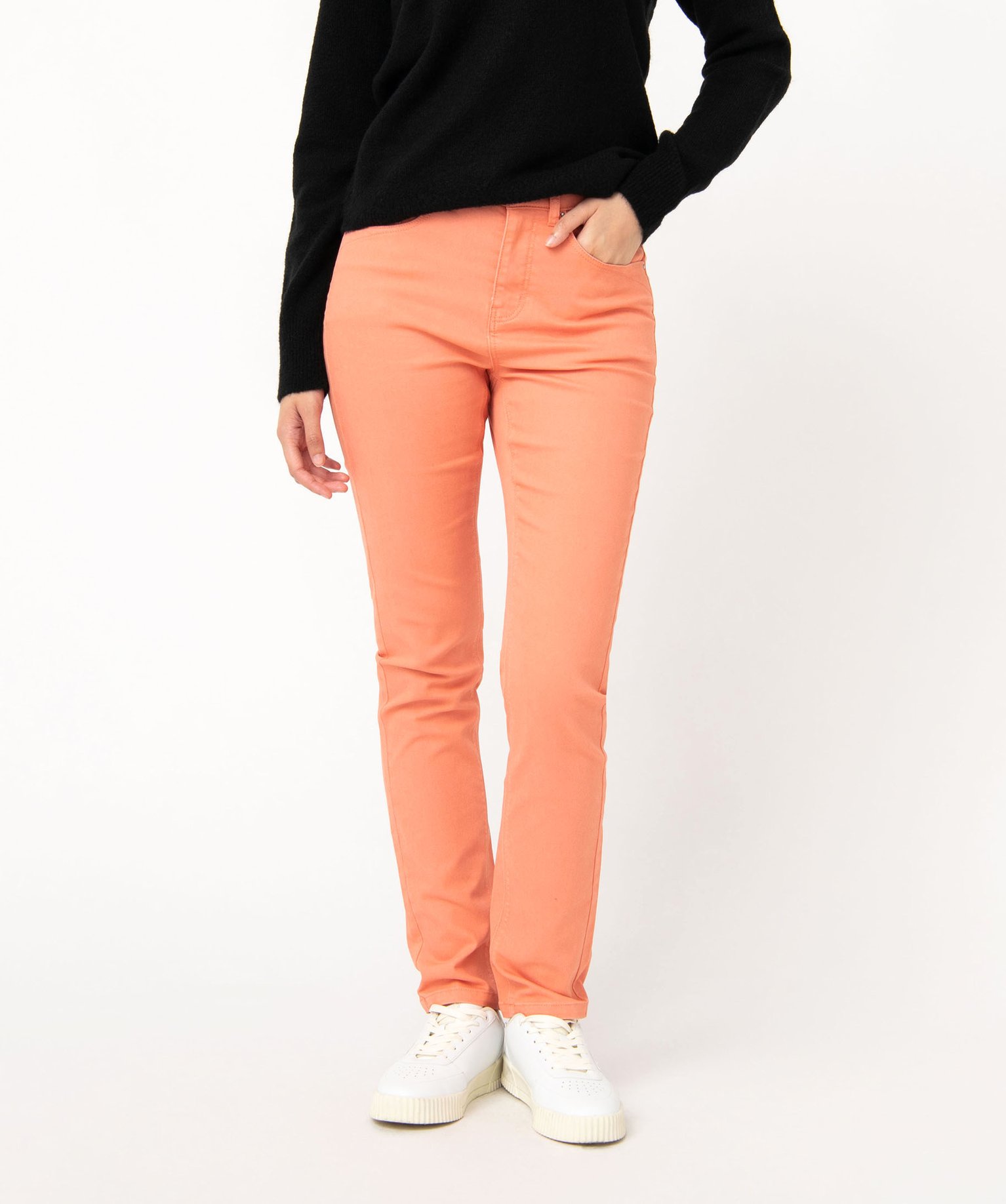 Pantalon femme coupe Regular taille normale orange | GEMO