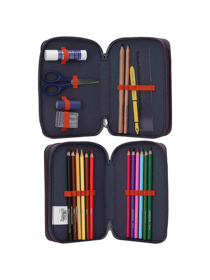 Depesche 2-Fach Federtasche mit Spinne Adventure World 5,5 x 12 x 19 cm in blau-orange günstig kaufen onesize
