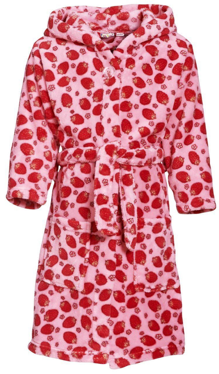 Playshoes Kinderbademantel Fleece-Bademantel Erdbeeren