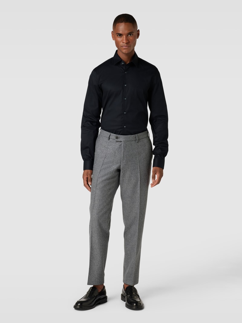 Slim Fit Business-Hemd mit Kentkragen Modell 'Bari' in schwarz