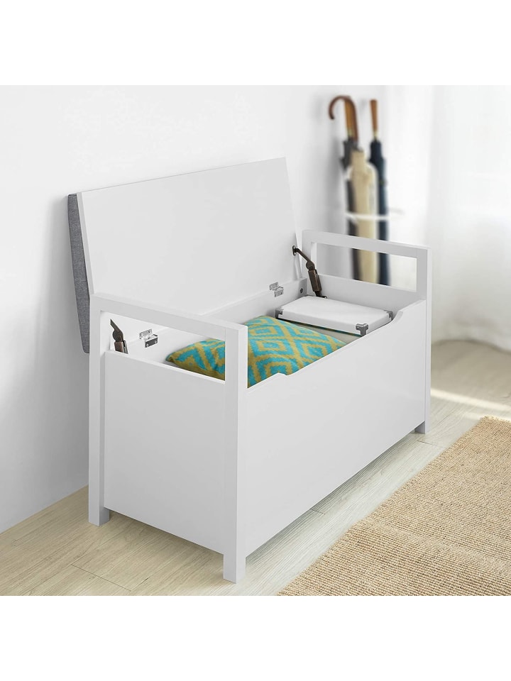 SoBuy Truhenbank in Weiß - (B)86 x (H)54 x (T)38cm günstig kaufen onesize