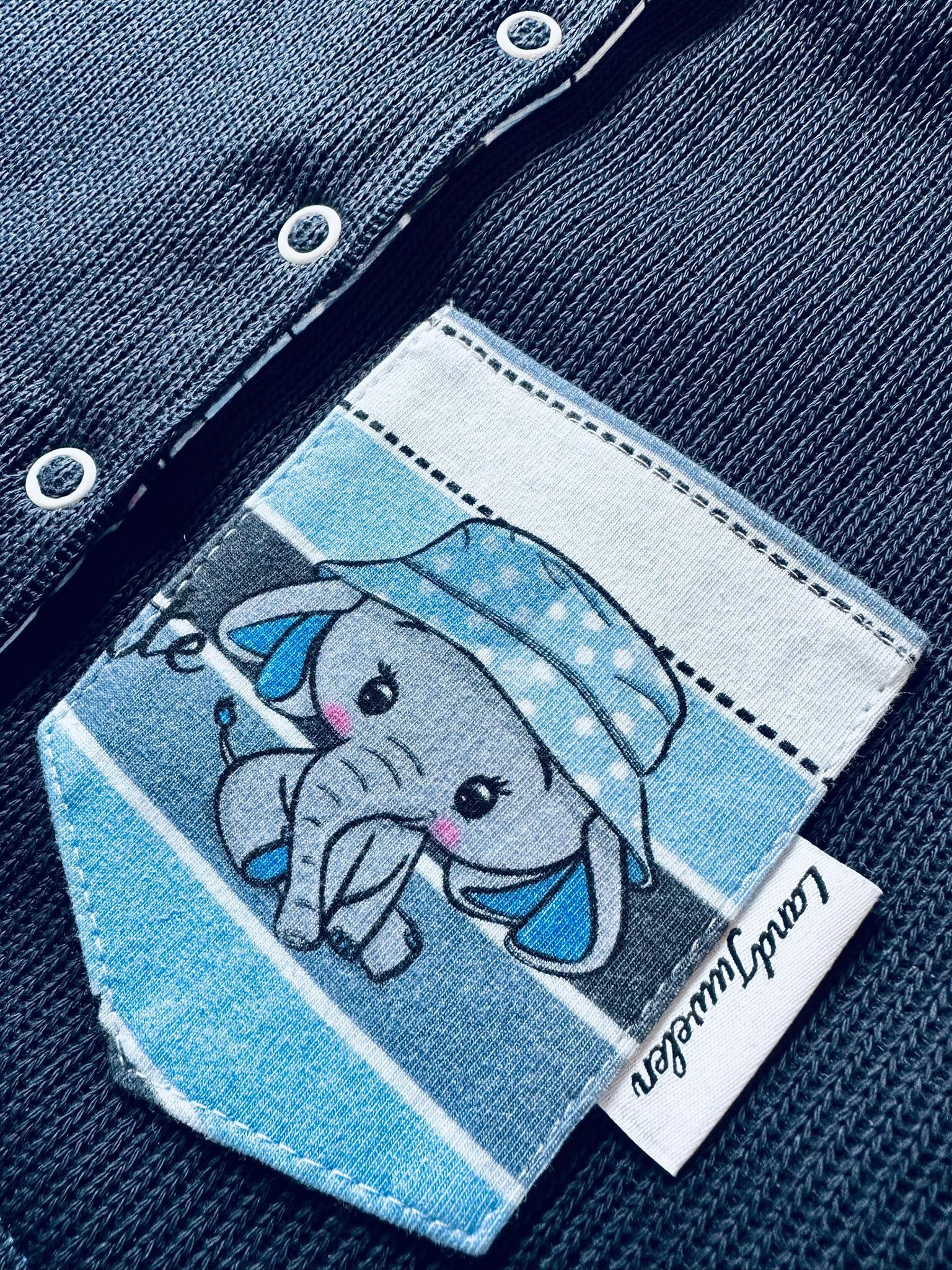 Land-Juwelen Kapuzenstrickjacke Strickjacke Elefant dunkelblau Streifen