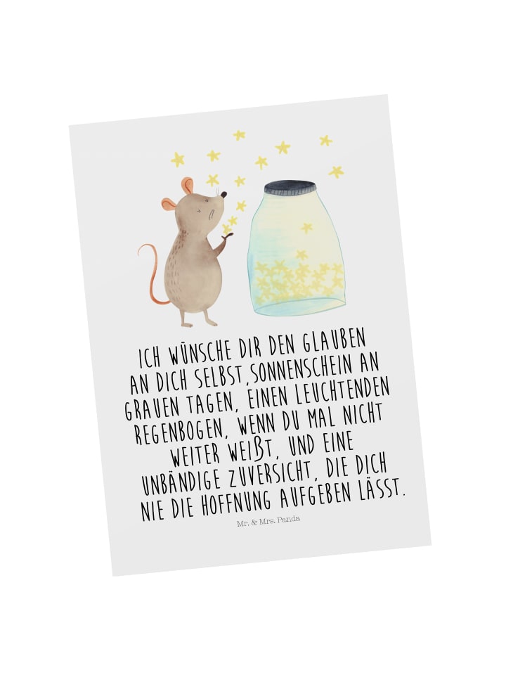 Mr. & Mrs. Panda Postkarte Maus Sterne mit Spruch in Weiß günstig kaufen onesize