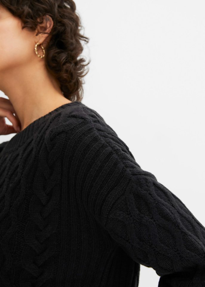 Strickpullover mit Zopfmuster