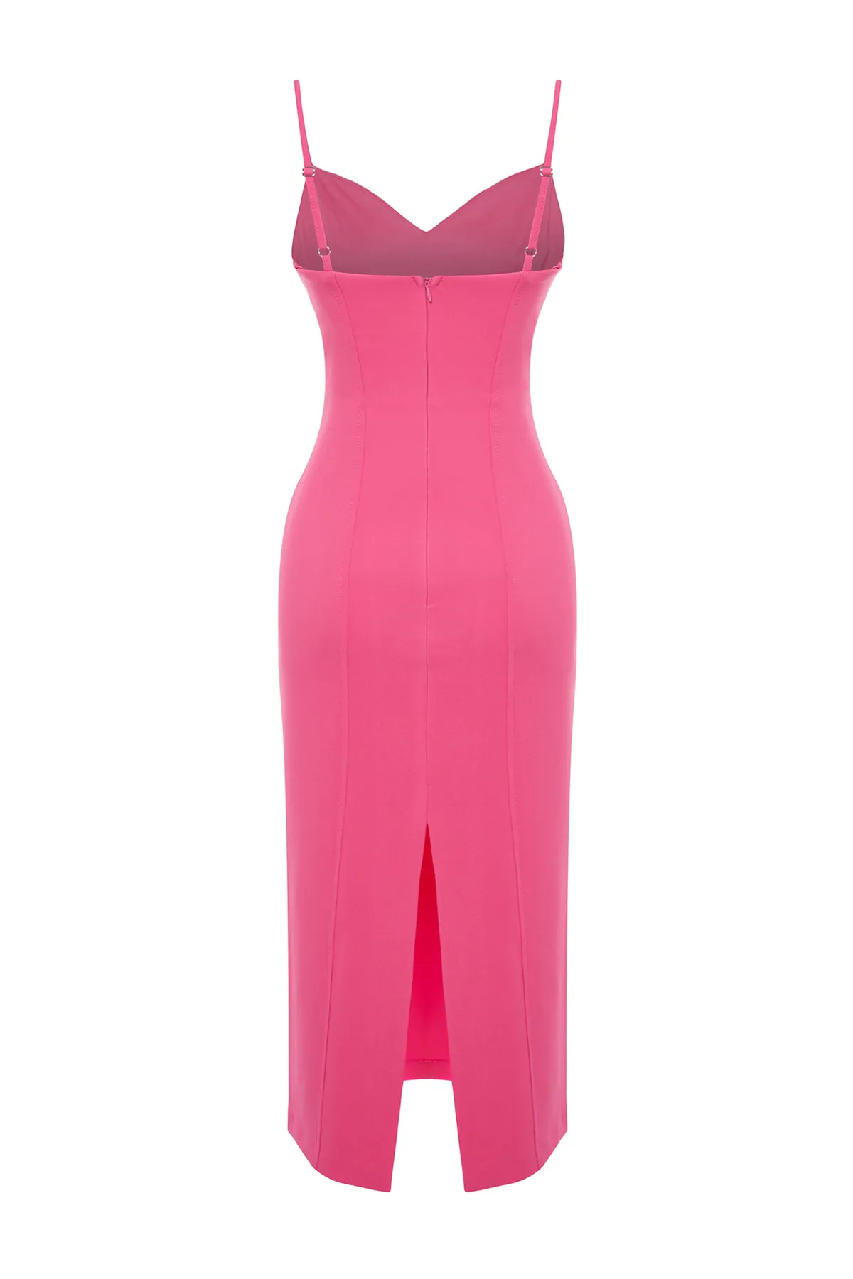 Trendyol Collection  Tailliertes, stilvolles Abendkleid in Fuchsia TPRSS24EL00057