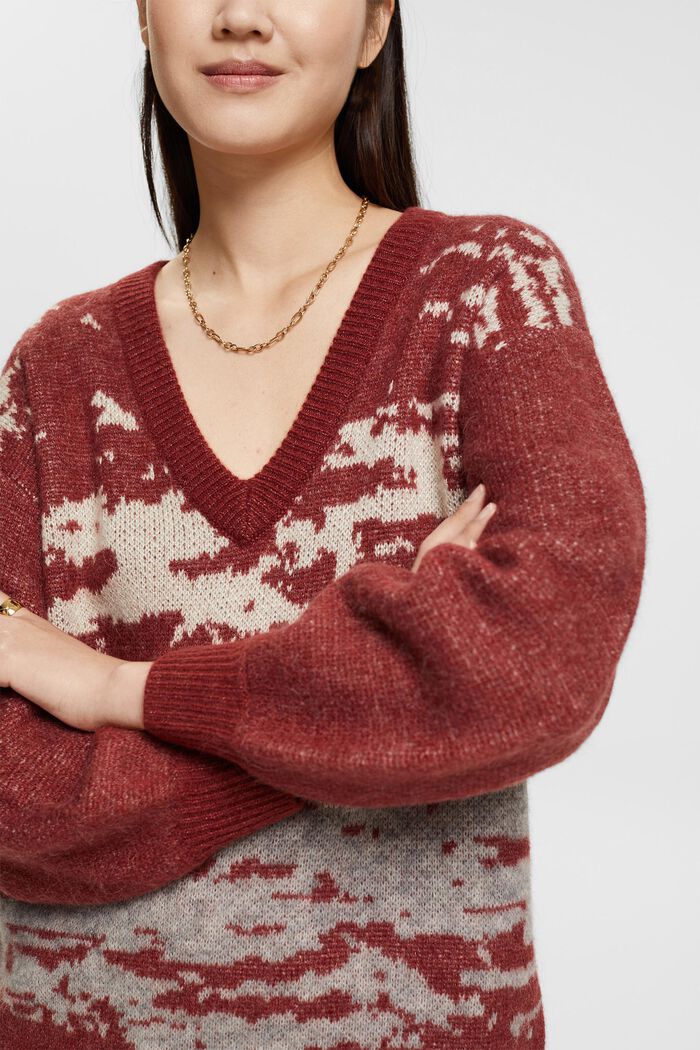 V-Ausschnitt-Pullover aus Wollmix
