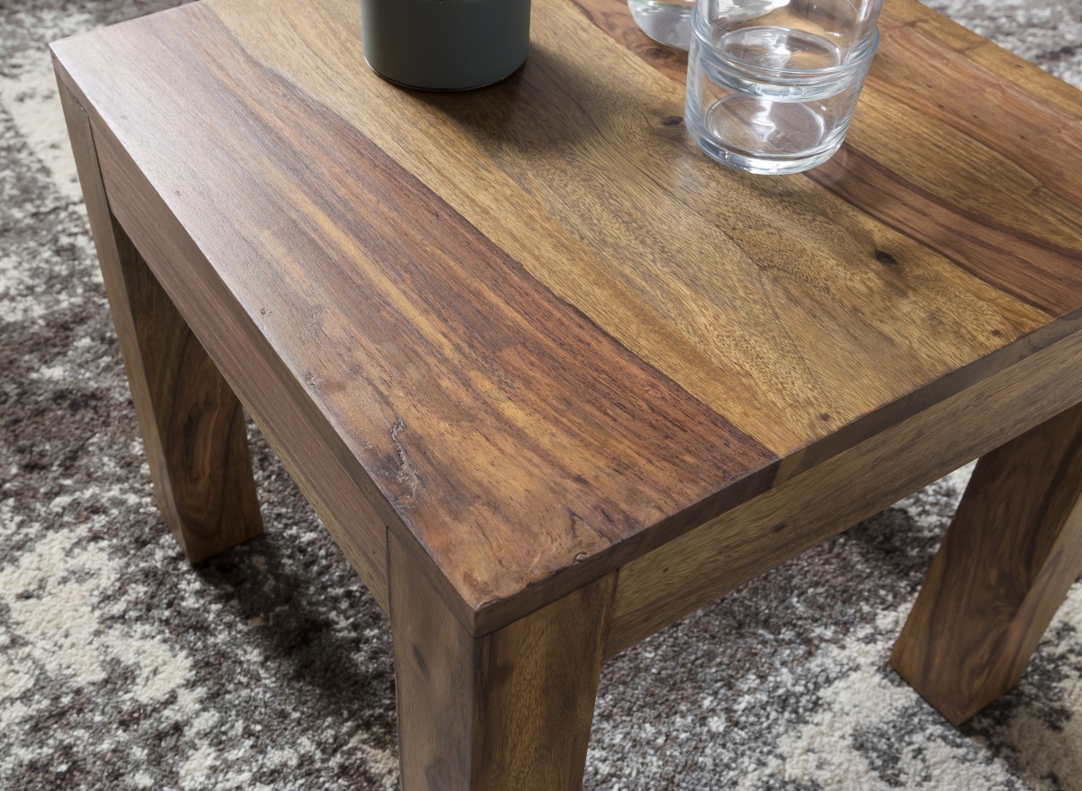Wohnling Sheesham Couchtisch Massiv 45 x 45 cm Massivholz