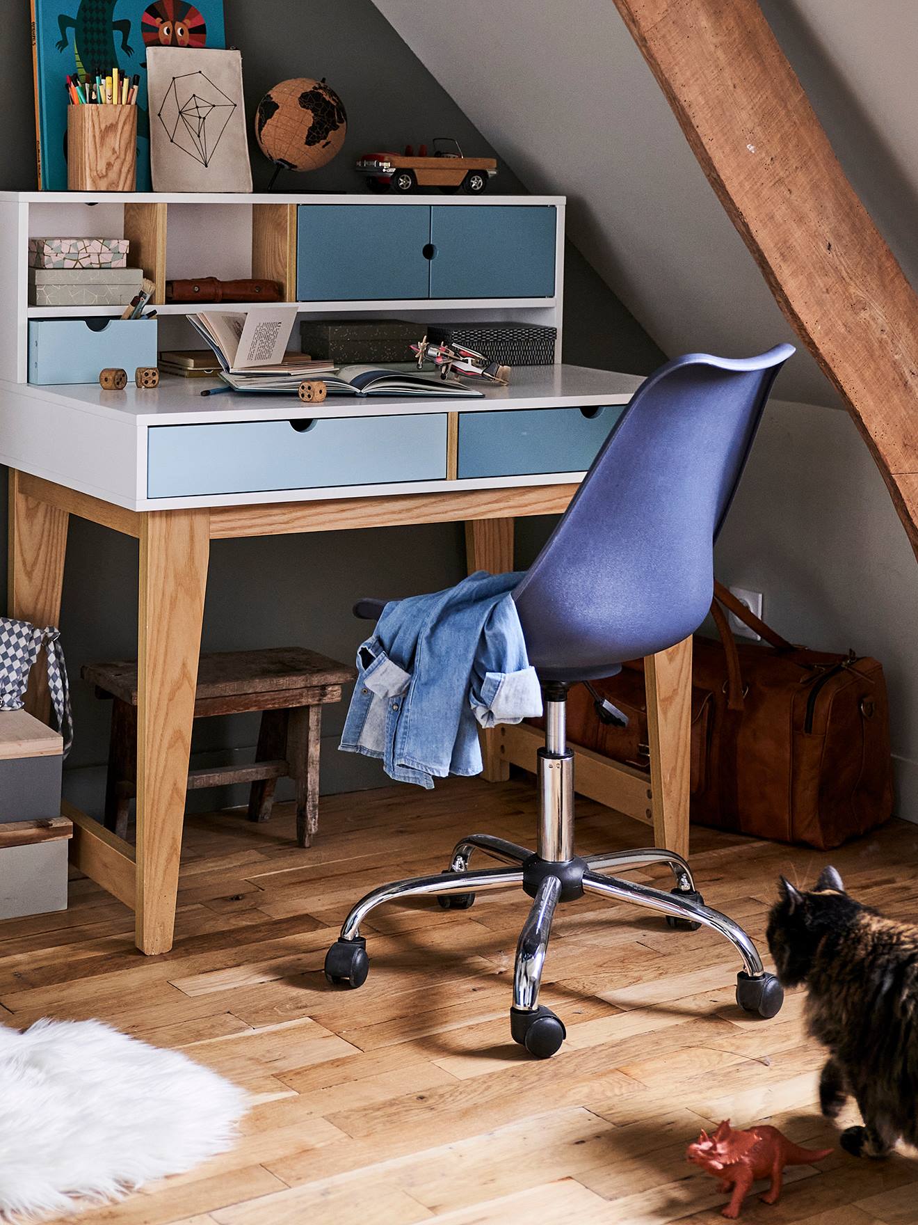 Vertbaudet Kinder Schreibtischstuhl, modernes Design, höhenverstellbar - senfgelb
