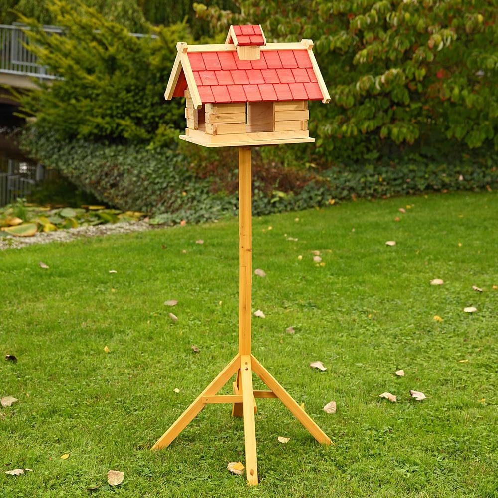 Mucola Vogelhaus Vogelhaus Vögelhäuschen Holz Vogelfutterhaus XXL Vogelvilla, Dachschindeln und Haus sind lasiert