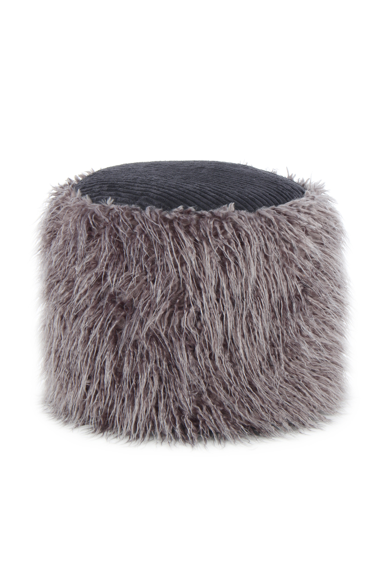 Kayoom Fellpouf Bobtail 125 Dunkelgrau / Schwarz