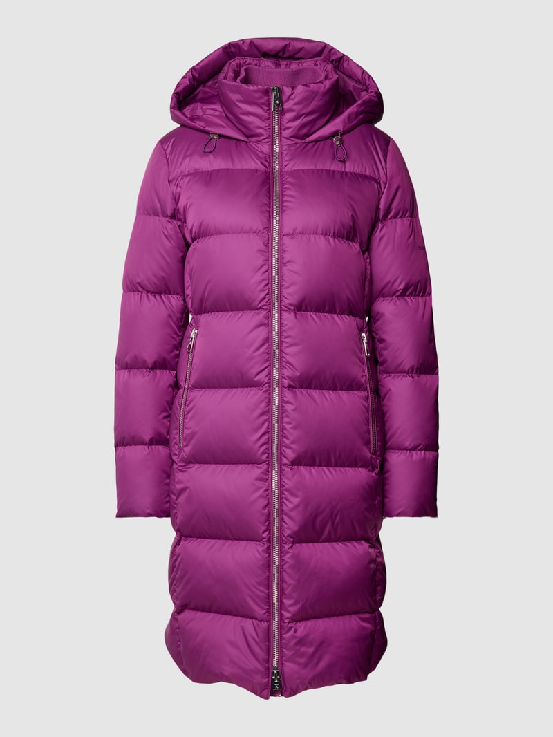 Daunenmantel mit Kapuze mit Tunnelzug in fuchsia