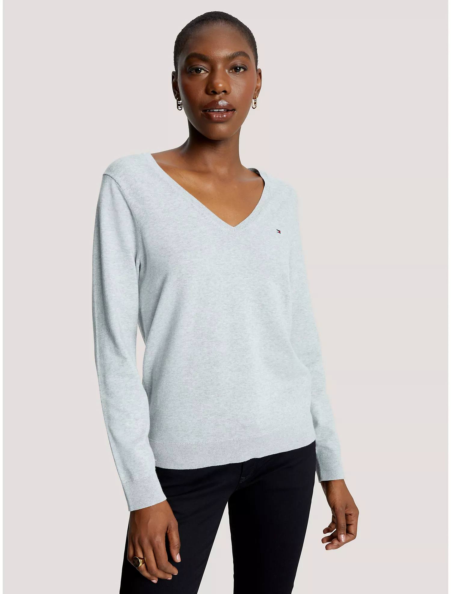 Solid V-Neck Sweater