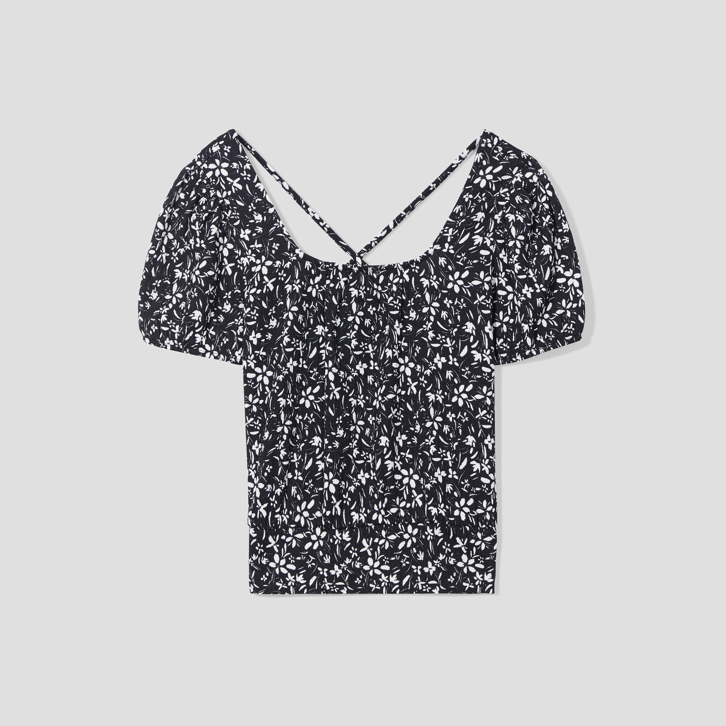 T-shirt cintré bandes croisées noir femme | Cache Cache