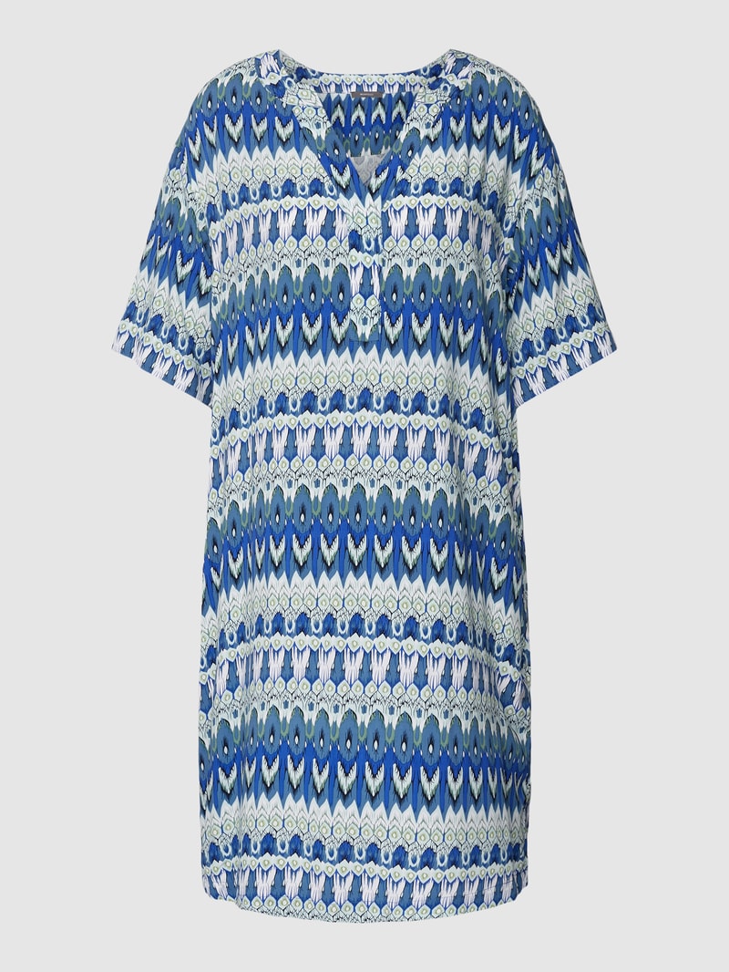 Knielanges Kleid mit Allover-Muster in metallic türkis