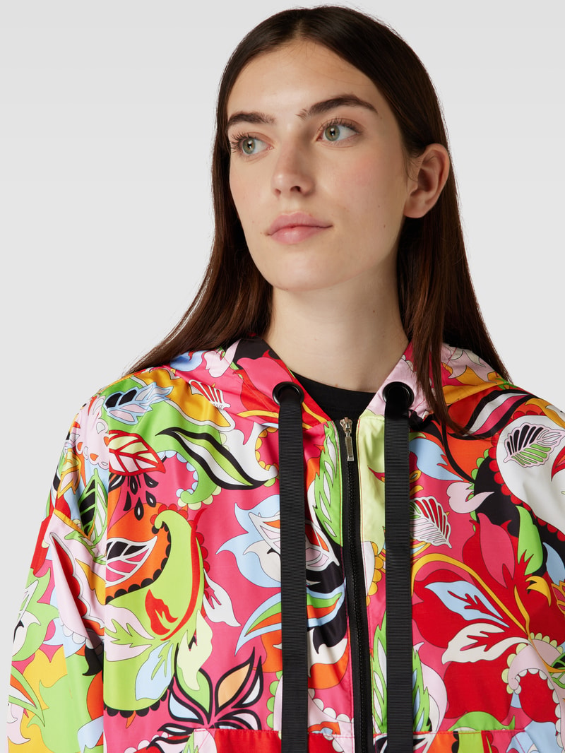 Oversized Jacke mit Allover-Muster in pink