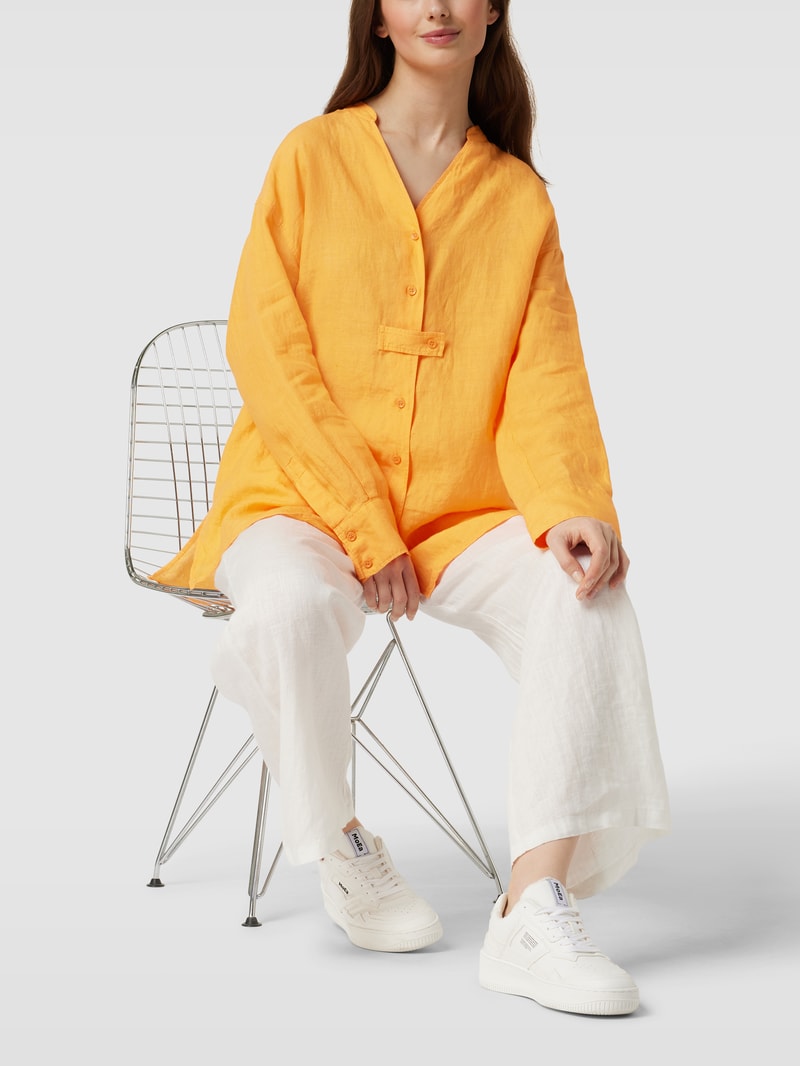 Longbluse aus reinem Leinen in orange