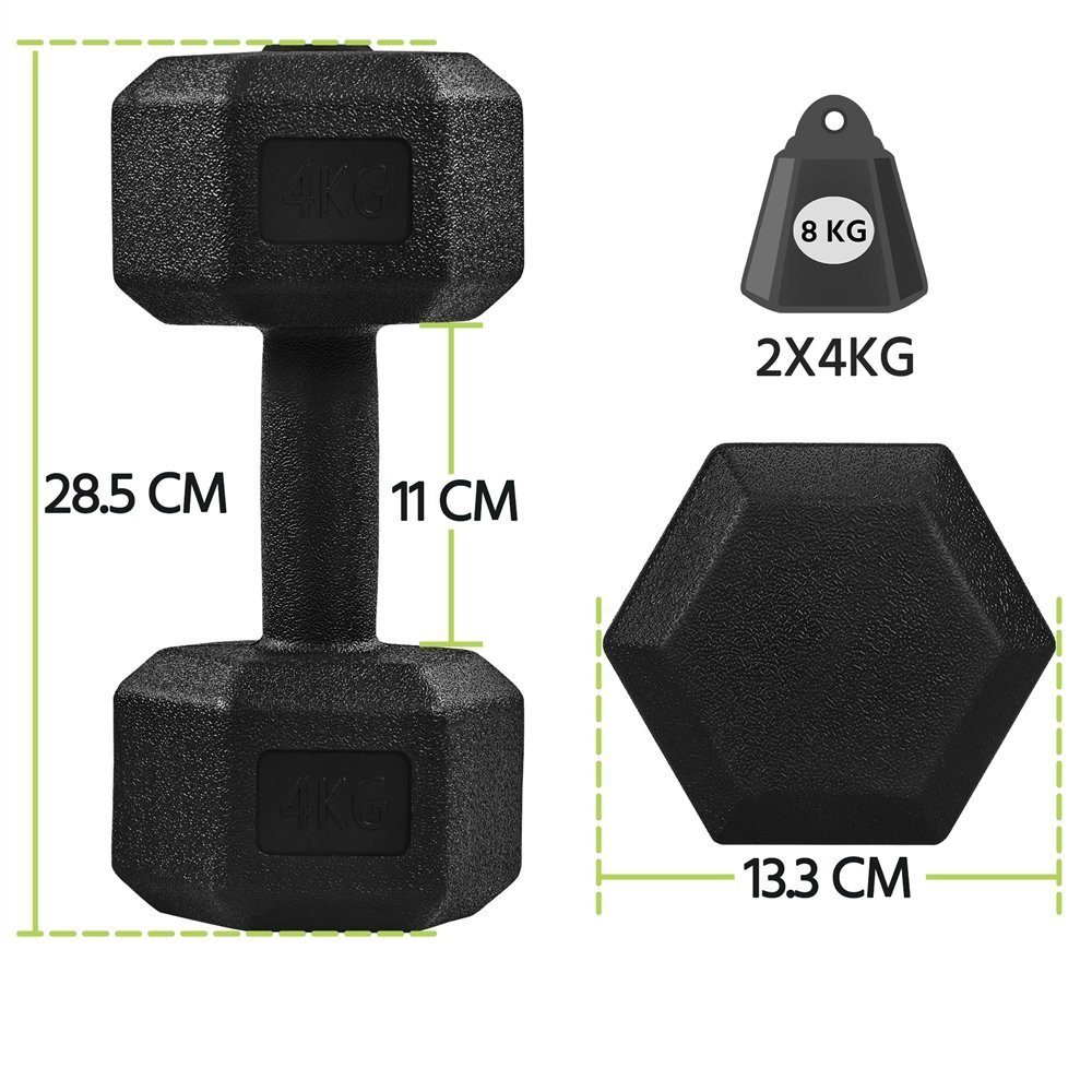 Yaheetech Kurzhantel, Hanteln Set 4/6/8 kg 2er Kurzhanteln für Krafttraining oder zu Hause