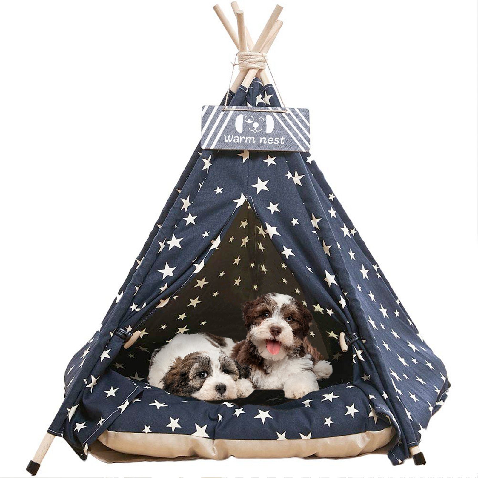 Ealing Tipi-Zelt Pet Zelt für Haustiere, (mit Zeltunterlage), Haustierzelt Katzen Hundezelt Hunde Katzenbett mit Kissen